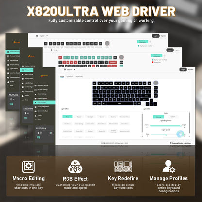 ATTACK SHARK X820ULTRA Mechanical Keyboard with C01ULTRA Coiled Cable