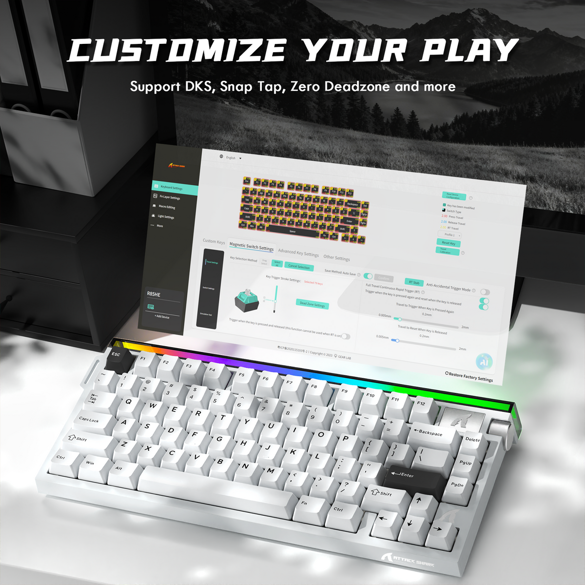 ATTACK SHARK R85 HE Rapid Trigger Keyboard Magnetic Switch with Custom Lightbox