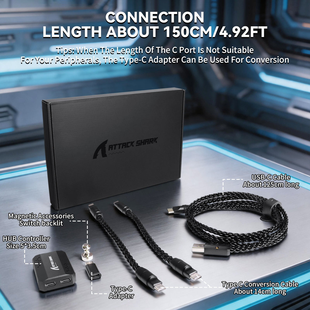 ATTACK SHARK C07 PRO 2-In 1  Type C Cable for 8KHz Gaming Keyboard/Mouse