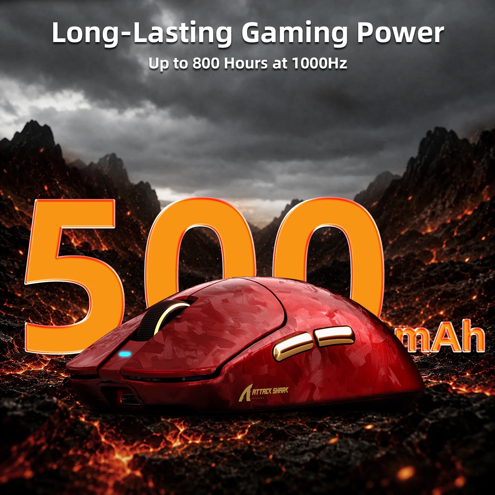 ATTACK SHARK RS3 ULTRA Carbon Fiber Wireless PAW3955MAX Gaming Mouse with C06 Ultra LED Cable