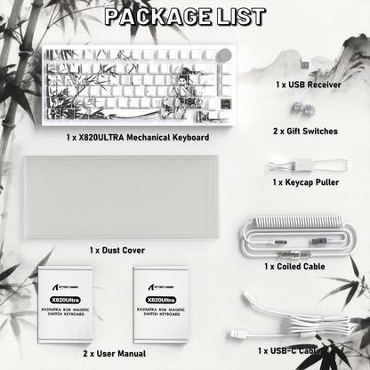 ATTACK SHARK X820ULTRA Mechanical Keyboard with C01ULTRA Coiled Cable