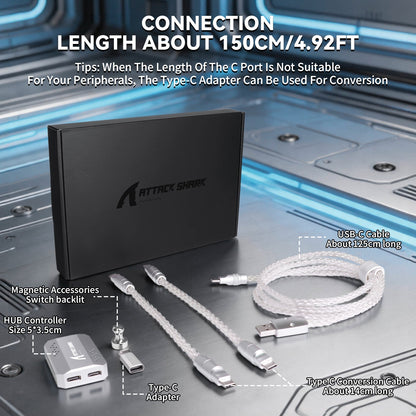 ATTACK SHARK C07 PRO 2-In 1  Type C Cable for 8KHz Gaming Keyboard/Mouse