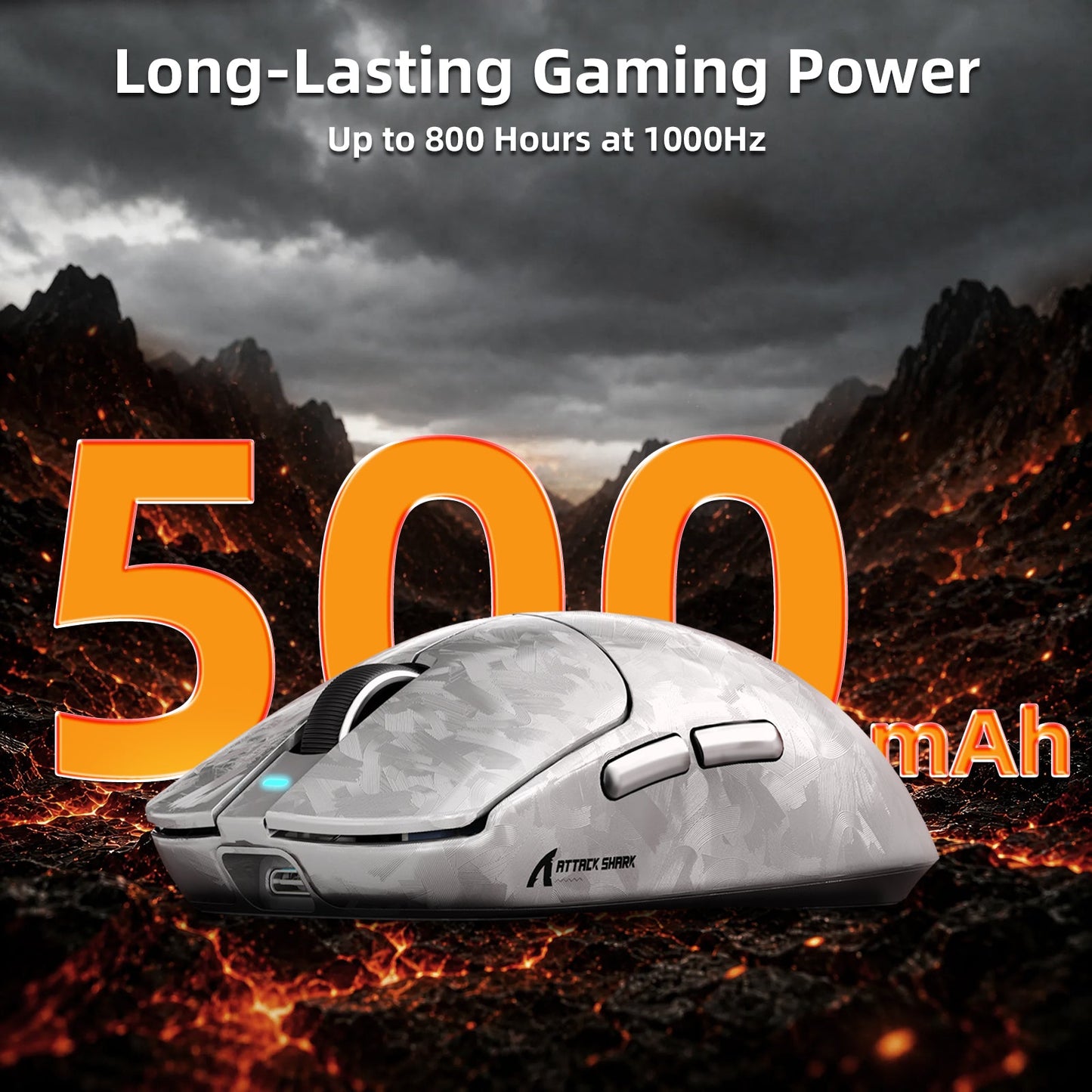 ATTACK SHARK RS3 ULTRA Carbon Fiber Wireless PAW3955MAX Gaming Mouse with C06 Ultra LED Cable