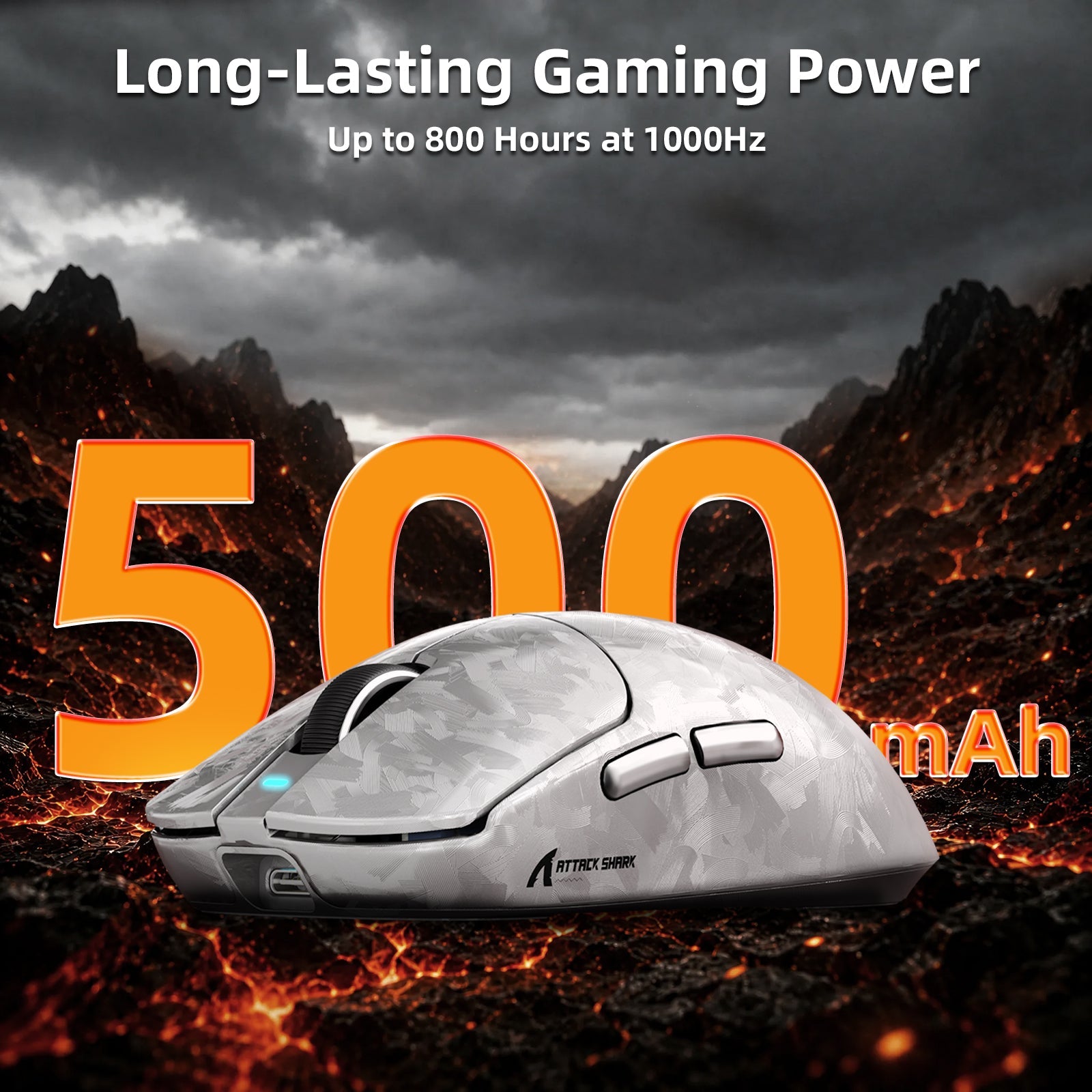 ATTACK SHARK RS3 ULTRA Carbon Fiber Wireless PAW3955MAX Gaming Mouse with C06 Ultra LED Cable