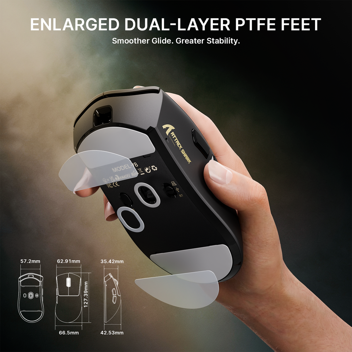 ATTACK SHARK V8 Ultra-Light Ergonomic Wireless Gaming Mouse