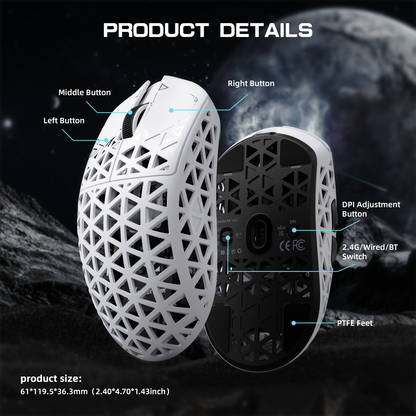 ATTACK SHARK R5 ULTRA Carbon Fiber Wireless 8K PAW3950MAX Gaming Mouse