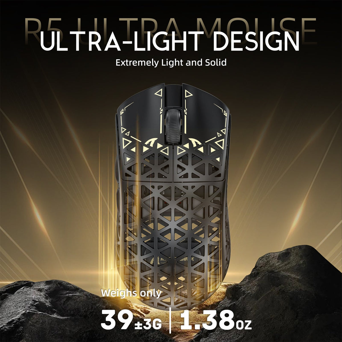 ATTACK SHARK R5 ULTRA Carbon Fiber Wireless 8K PAW3950MAX Gaming Mouse with 8K Coiled Cable