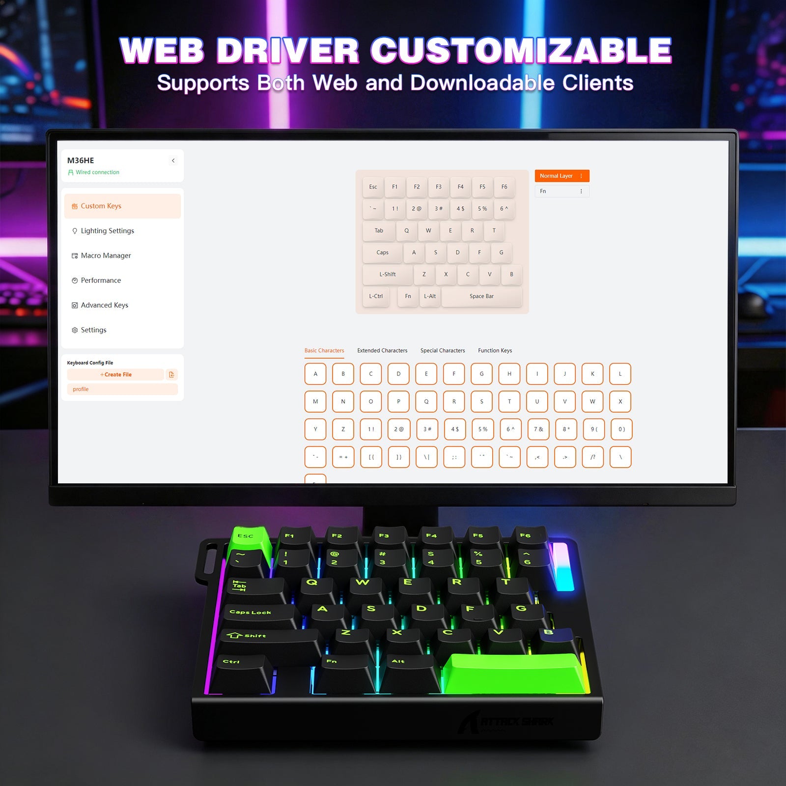 ATTACK SHARK M36 HE One-Handed Magnetic Switch Keyboard
