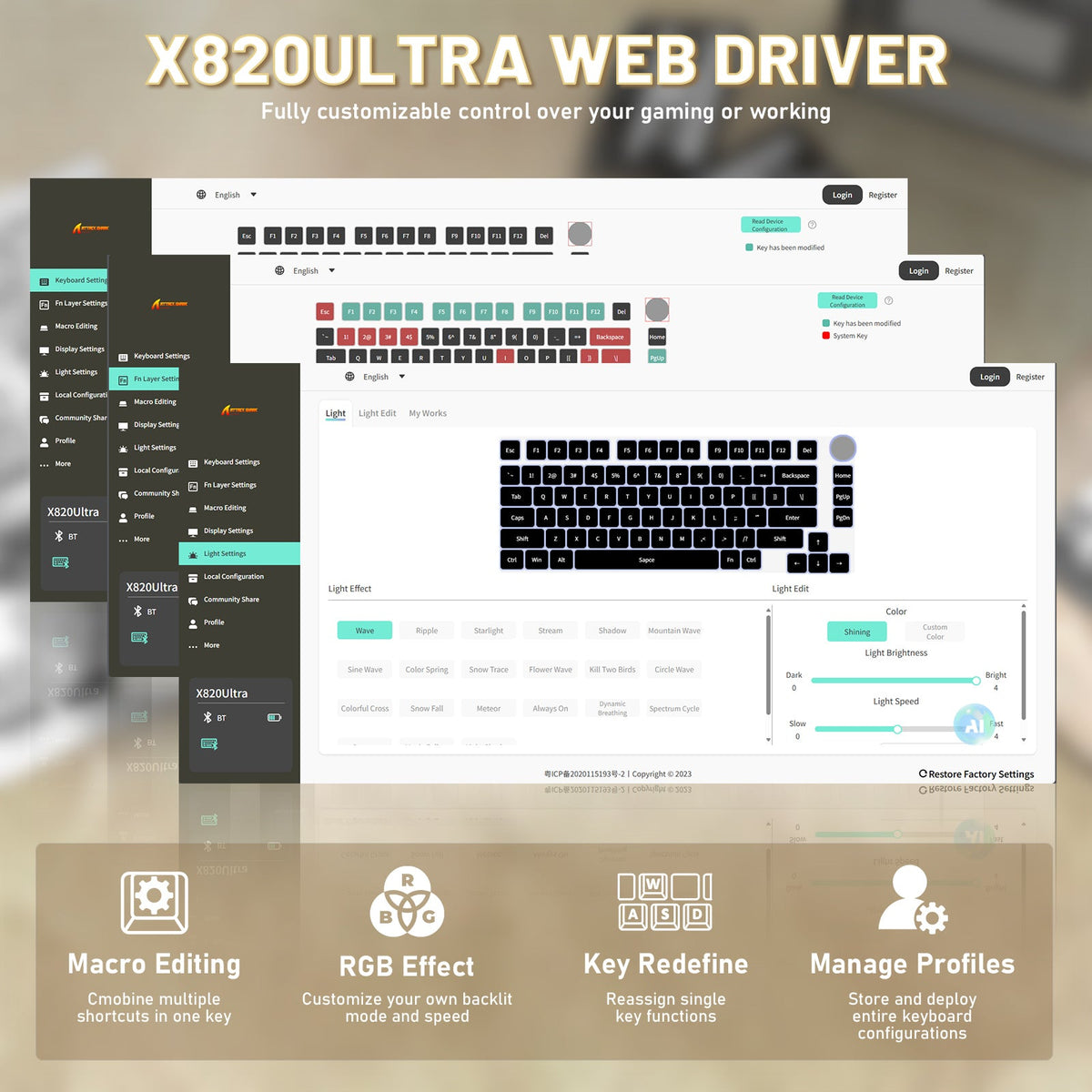 ATTACK SHARK X820ULTRA Mechanical Keyboard with C01ULTRA Coiled Cable