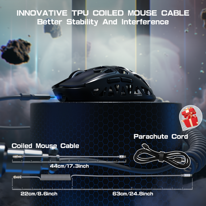 ATTACK SHARK R2 Magnesium Alloy PAW3950 Gaming Mouse 8K with Mouse Coiled Cable (Not Include the Charging Dock)