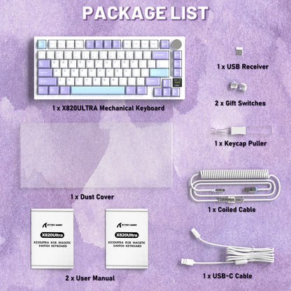 ATTACK SHARK X820ULTRA Mechanical Keyboard with C01ULTRA Coiled Cable