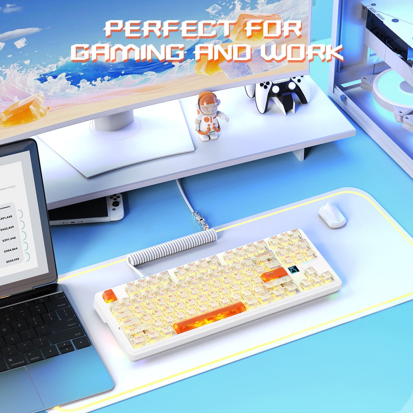 ATTACK SHARK X87 ULTRA Wireless Gaming Keyboard with 8KHz Receiver and RGB Coiled Cable