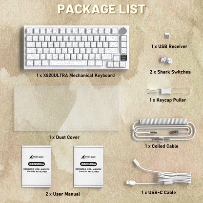 ATTACK SHARK X820ULTRA Mechanical Keyboard with C01ULTRA Coiled Cable