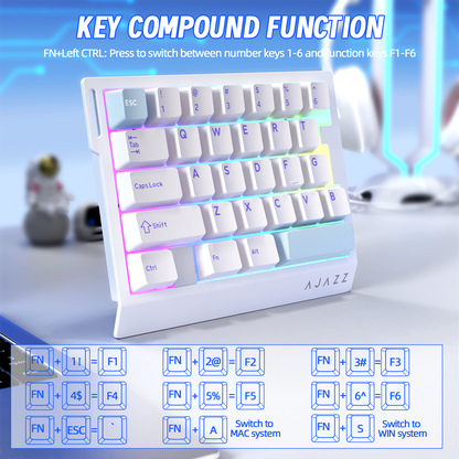 ATTACK SHARK X AJAZZ AK029 Wired One-Handed Gaming Keyboard