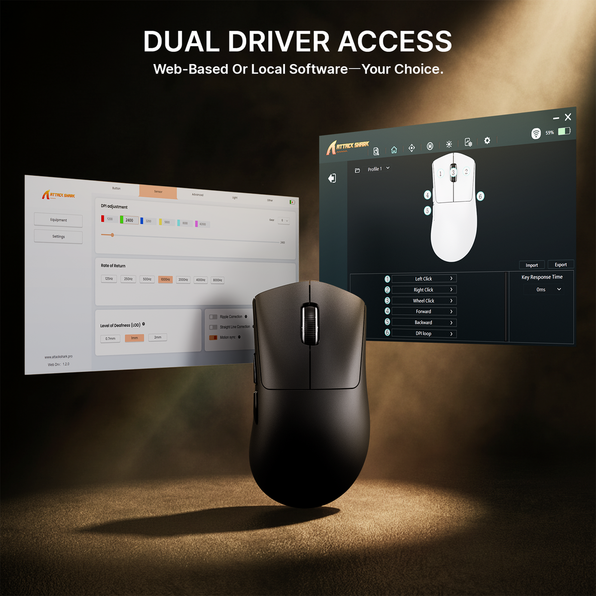ATTACK SHARK V8 Ultra-Light Ergonomic Wireless Gaming Mouse