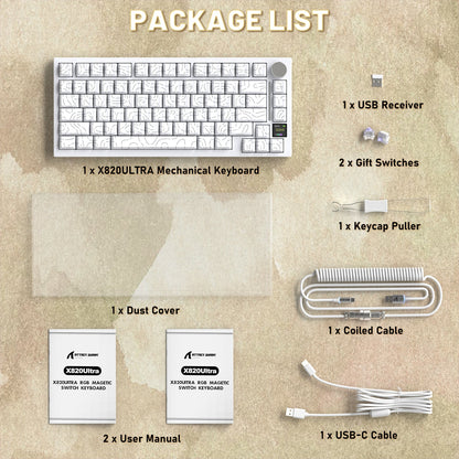 ATTACK SHARK X820ULTRA Mechanical Keyboard with C01ULTRA Coiled Cable