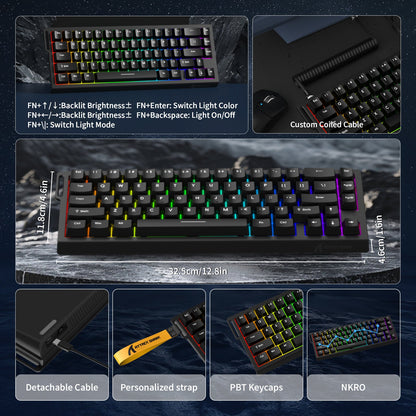 ATTACK SHARK X68 HE Rapid Trigger Keyboard Magnetic Switch with C01PRO Coiled Cable