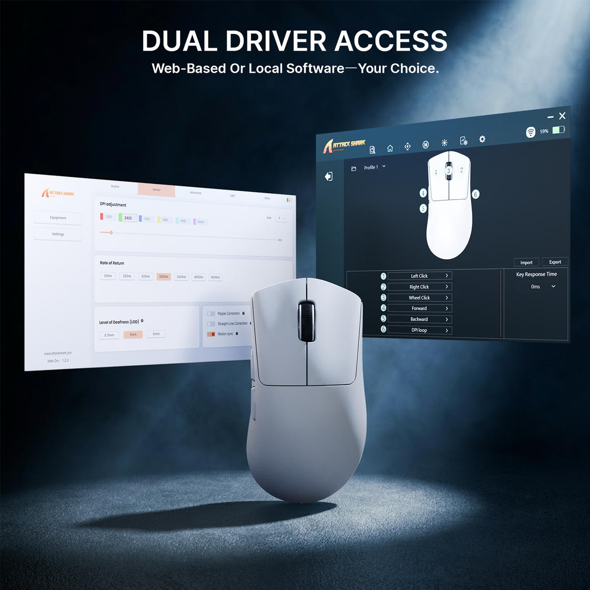 ATTACK SHARK V8 Ultra-Light Ergonomic Wireless Gaming Mouse