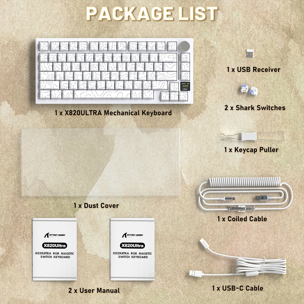 ATTACK SHARK X820ULTRA Mechanical Keyboard with C01ULTRA Coiled Cable