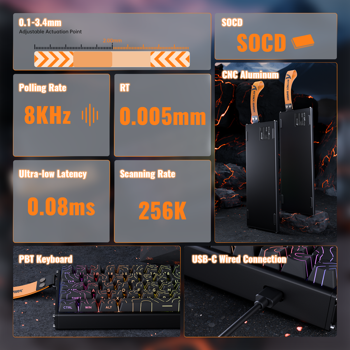 ATTACK SHARK X68MAX HE Rapid Trigger Aluminum Keyboard Magnetic Switch