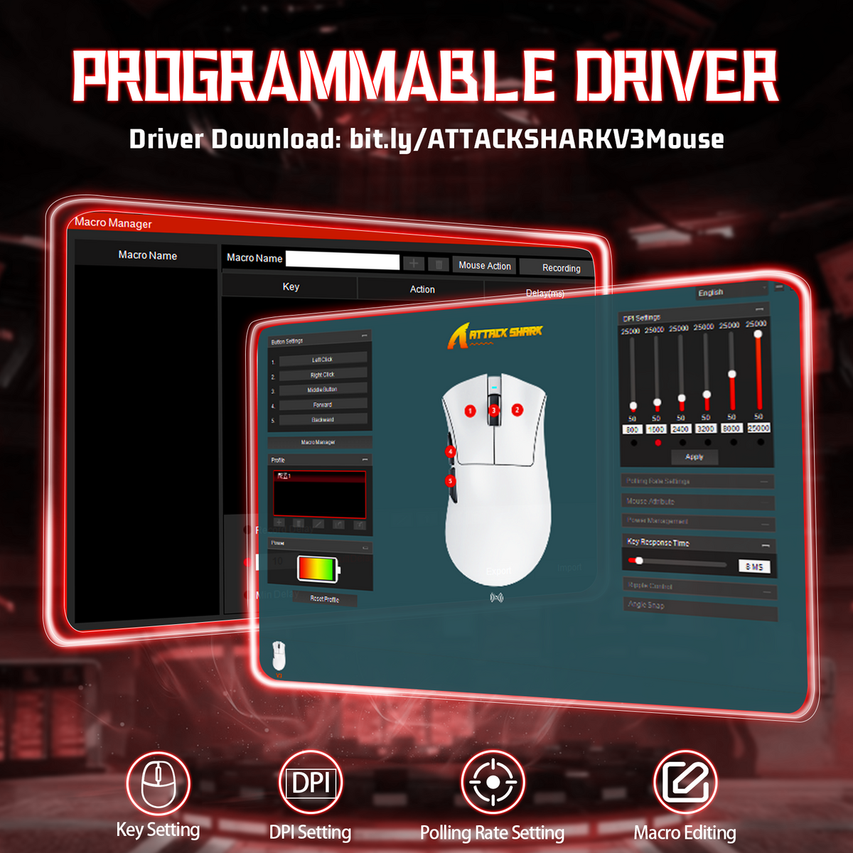ATTACK SHARK V3 Ultra-Light Tri-Mode Gaming Mouse