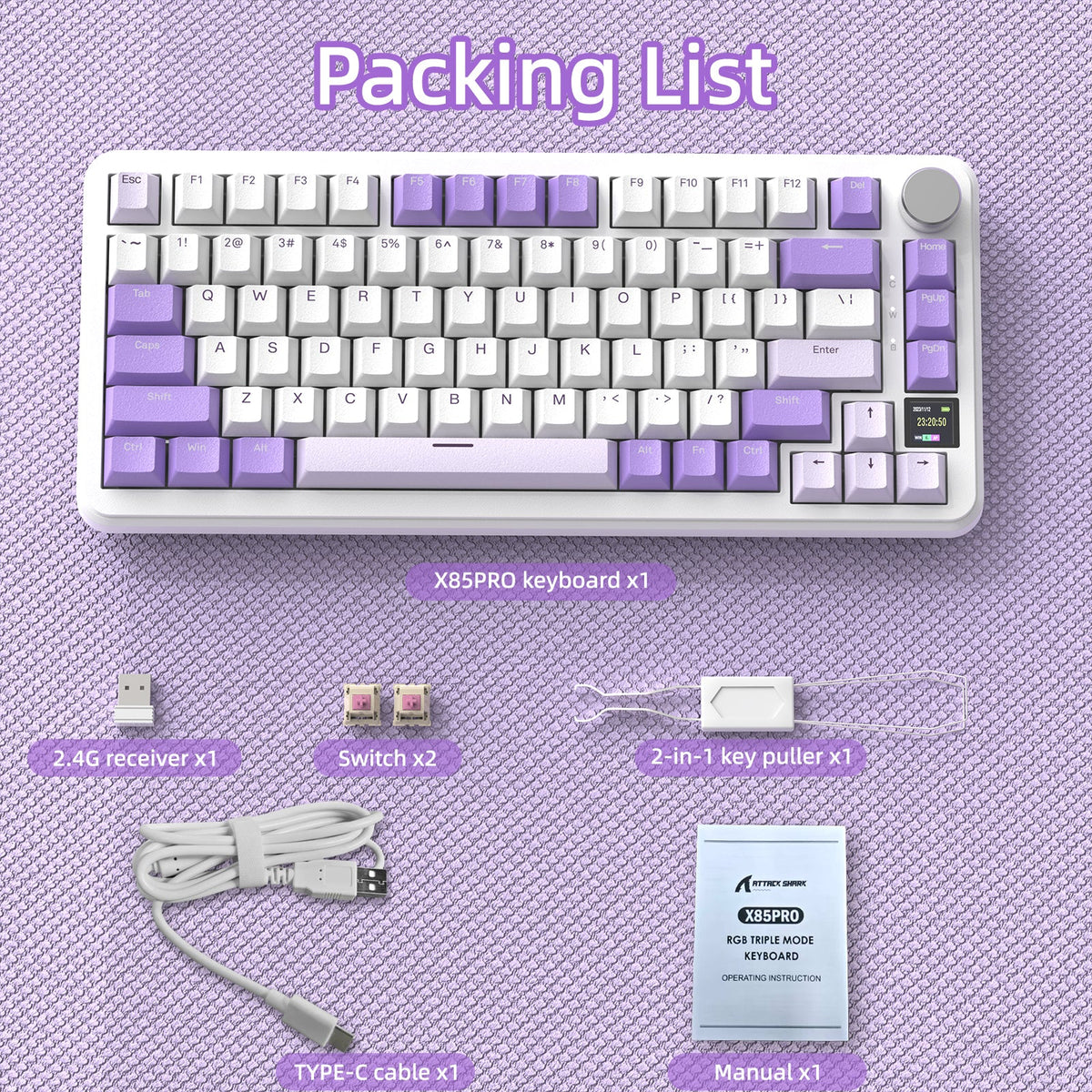 ATTACK SHARK X85PRO Tri-mode Gasket Mechanical Keyboard