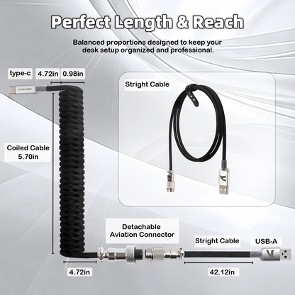ATTACK SHARK C01ULTIMATE Coiled Cable for 8KHz Magnetic Keyboard