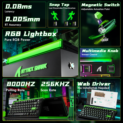 ATTACK SHARK R85 HE Rapid Trigger Keyboard Magnetic Switch with Custom Lightbox