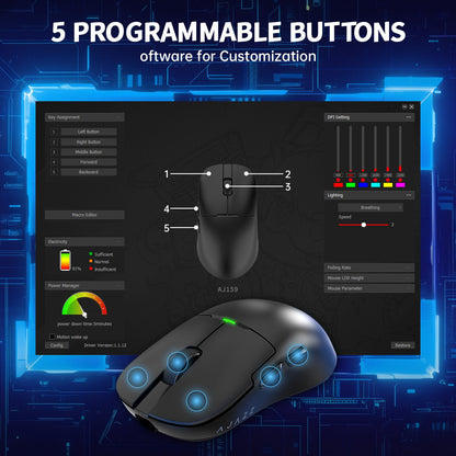 ATTACK SHARK x AJ159P Tri-mode Gaming Mouse with with Magnetic Charging Dock