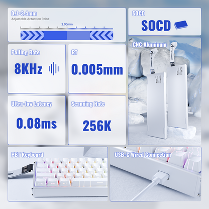 ATTACK SHARK X68MAX HE Rapid Trigger Aluminum Keyboard Magnetic Switch