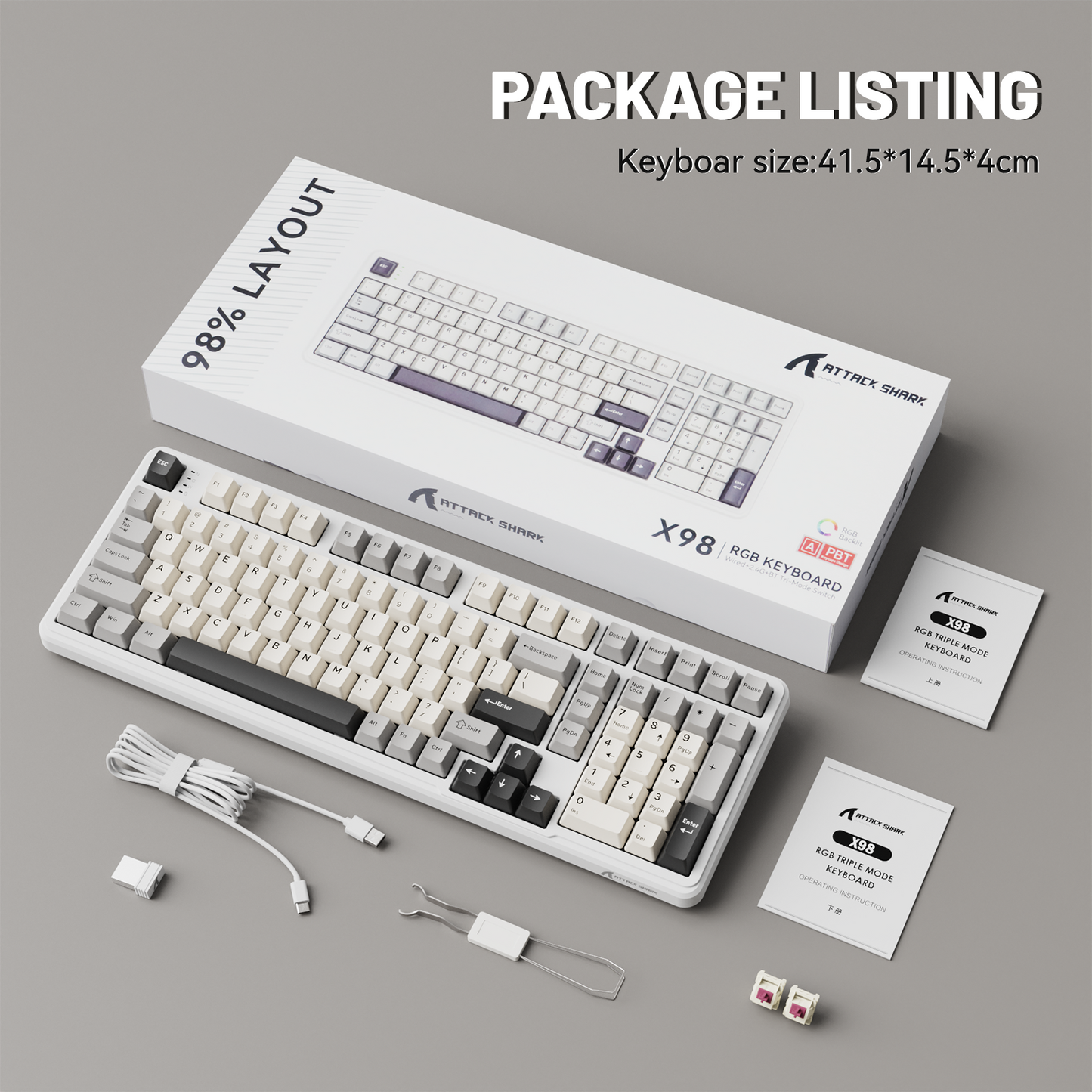 ATTACK SHARK X98 Full-size Wireless Mechanical Keyboard