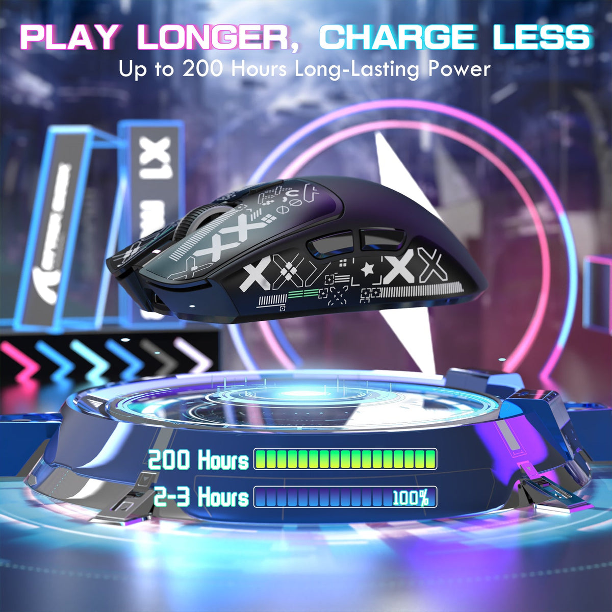 ATTACK SHARK X1 Tri-mode Gaming Mouse With Touchpad RGB Charging Dock PAW3395PRO Sensor