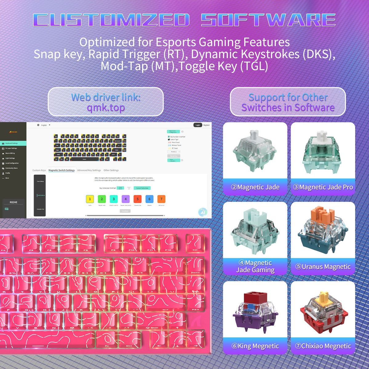 ATTACK SHARK R82 HE Wired 75% Gaming Keyboard  with C01ULTRA LED Cable