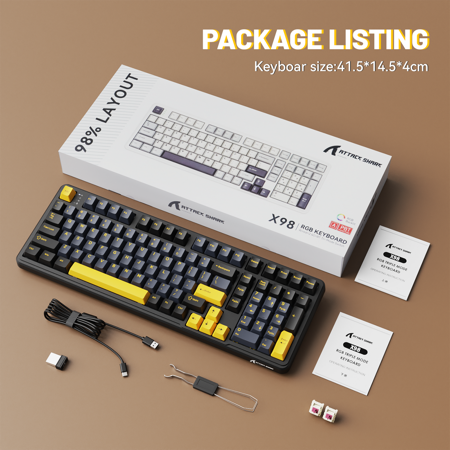 ATTACK SHARK X98 Full-size Wireless Mechanical Keyboard