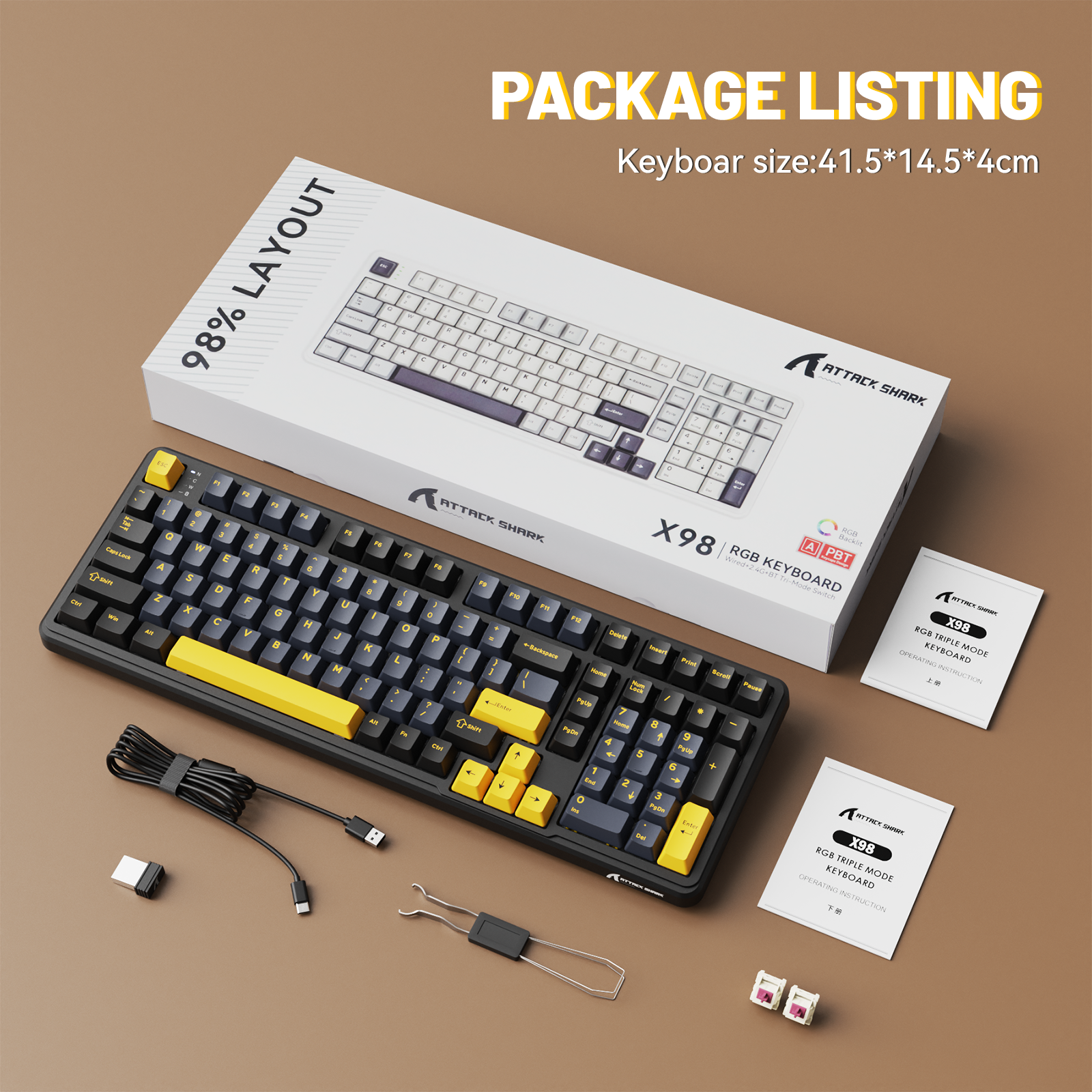 ATTACK SHARK X98 Full-size Wireless Mechanical Keyboard