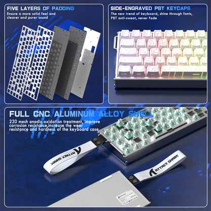 ATTACK SHARK X68MAX HE Rapid Trigger CNC Aluminum Keyboard Magnetic Switch with C01Ultra RGB Coiled Cable