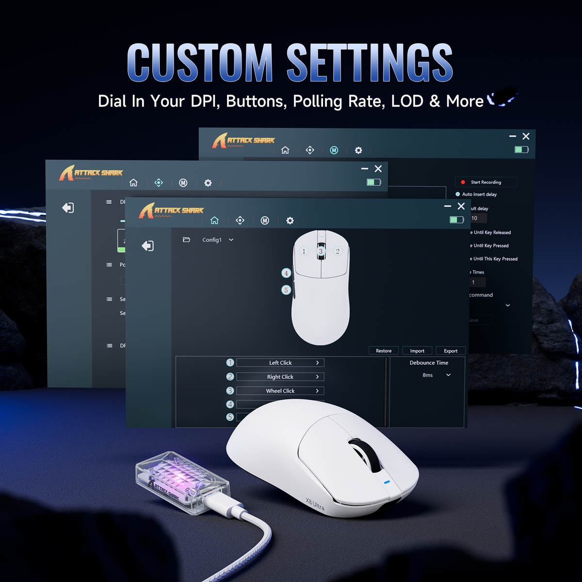ATTACK SHARK X8 Series Tri-mode  Lightweight Wireless Gaming Mouse