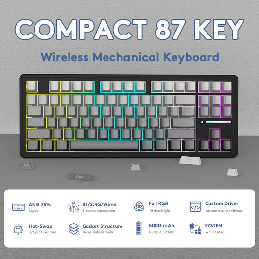 ATTACK SHARK M87PRO Wireless Mechanical Keyboard with Side Printed PBT Keycaps