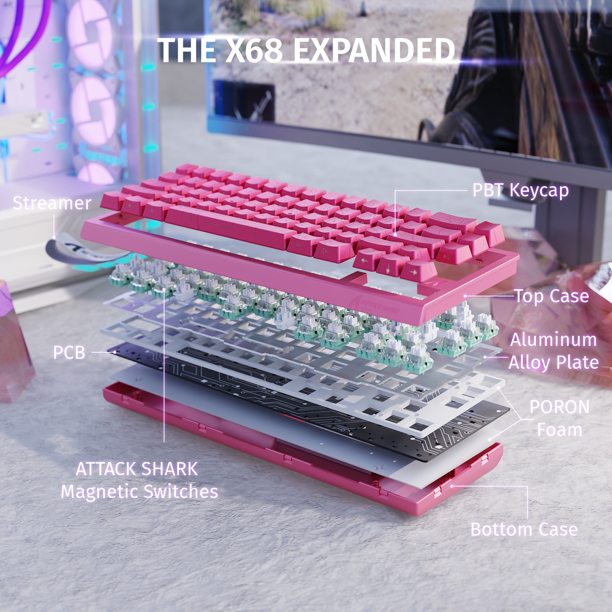 ATTACK SHARK X68 HE Rapid Trigger Keyboard Magnetic Switch