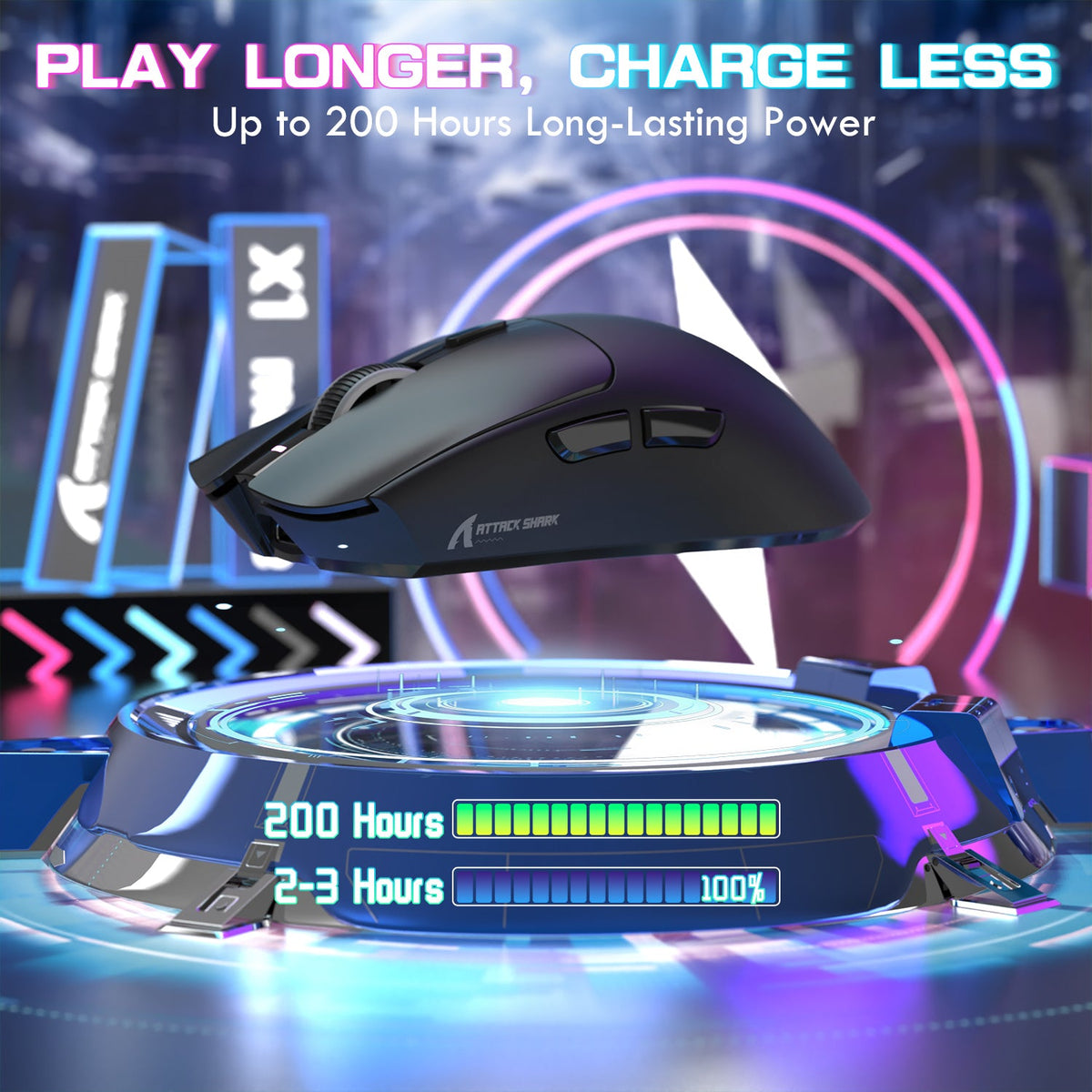 ATTACK SHARK X1 Tri-mode Gaming Mouse With Touchpad RGB Charging Dock PAW3395PRO Sensor
