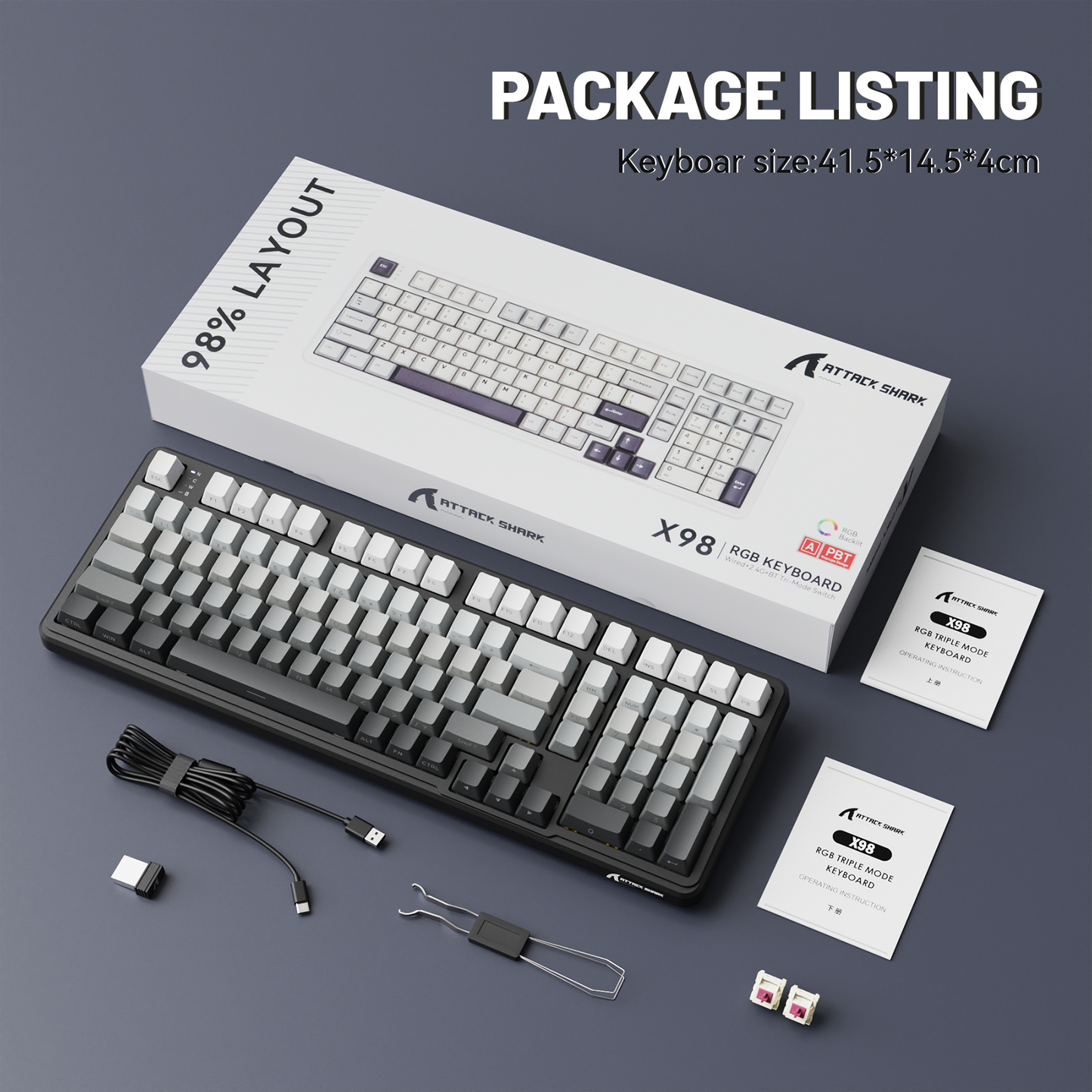 ATTACK SHARK X98 Full-size Wireless Mechanical Keyboard