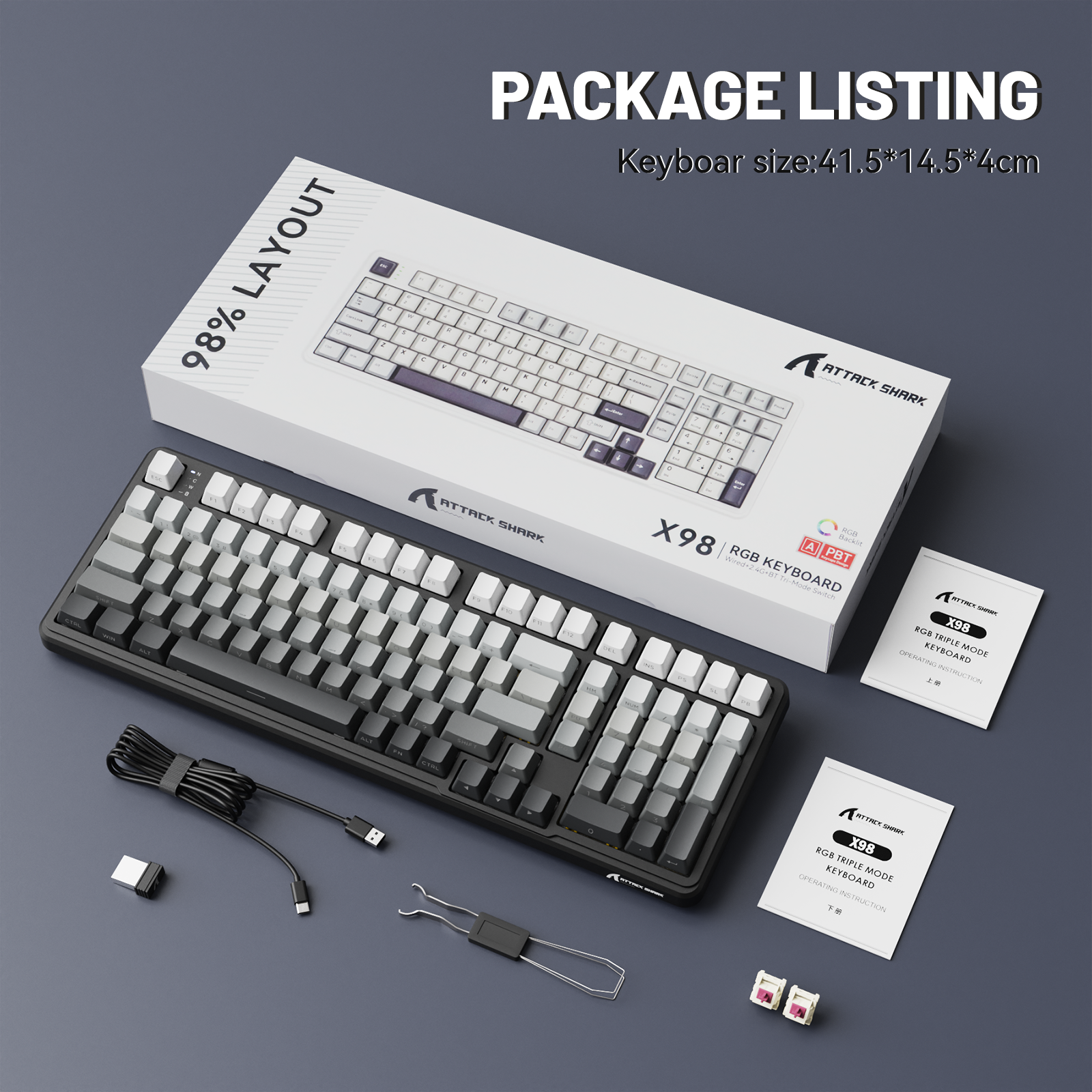 ATTACK SHARK X98 Full-size Wireless Mechanical Keyboard