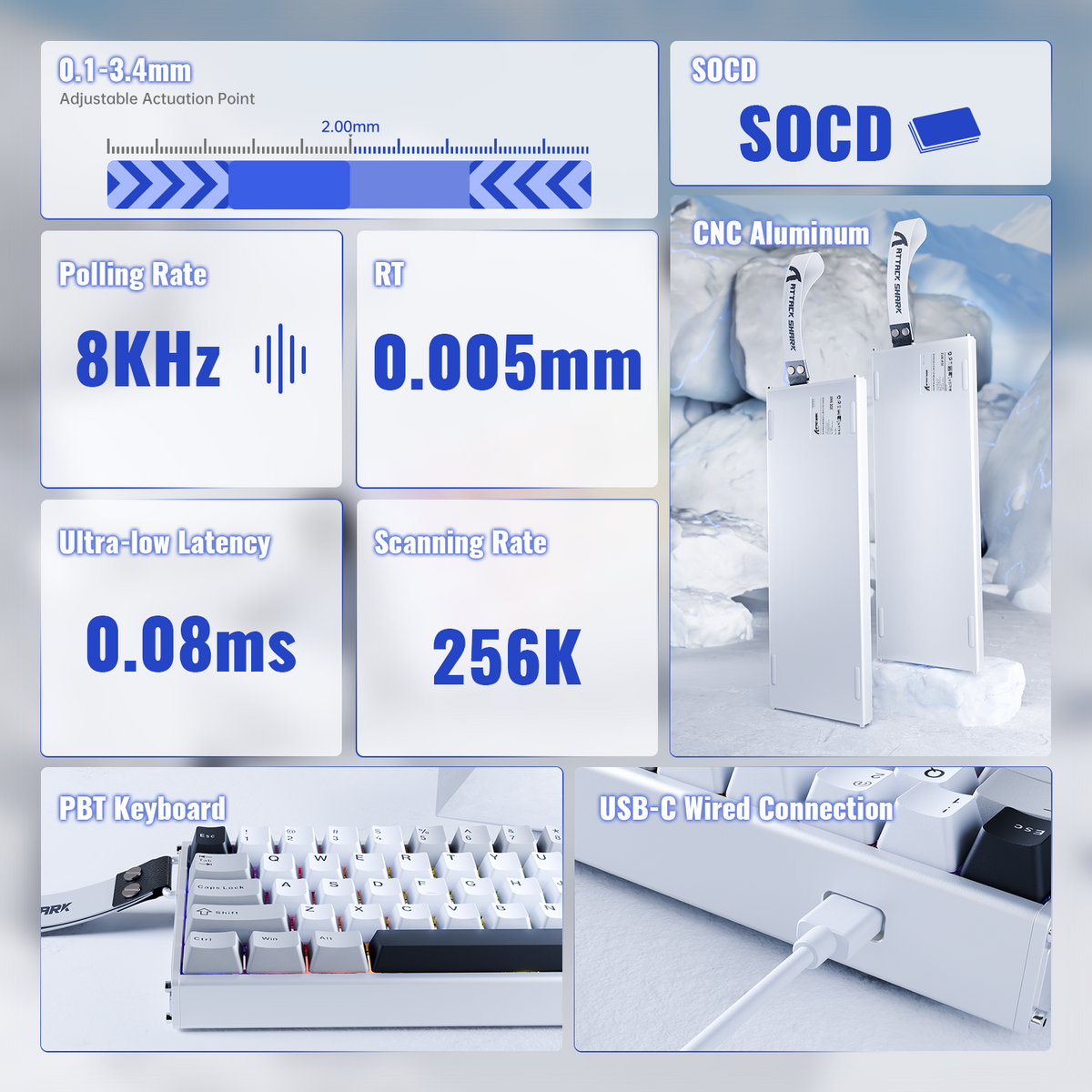 ATTACK SHARK X68MAX HE Rapid Trigger Aluminum Keyboard Magnetic Switch