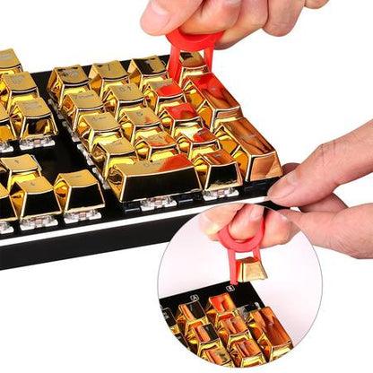 Redragon A101g 104 Metallic Electroplated Gold Color Keycaps For Mechanical Switch Keyboards With Key Puller