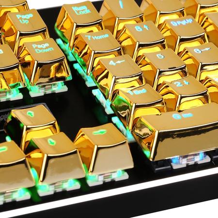 Redragon A101g 104 Metallic Electroplated Gold Color Keycaps For Mechanical Switch Keyboards With Key Puller
