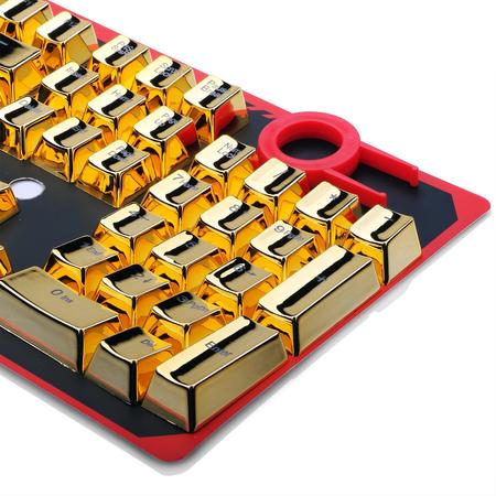 Redragon A101G 104 Metallic Electroplated Gold Color Keycaps for Mechanical Switch Keyboards with Key Puller