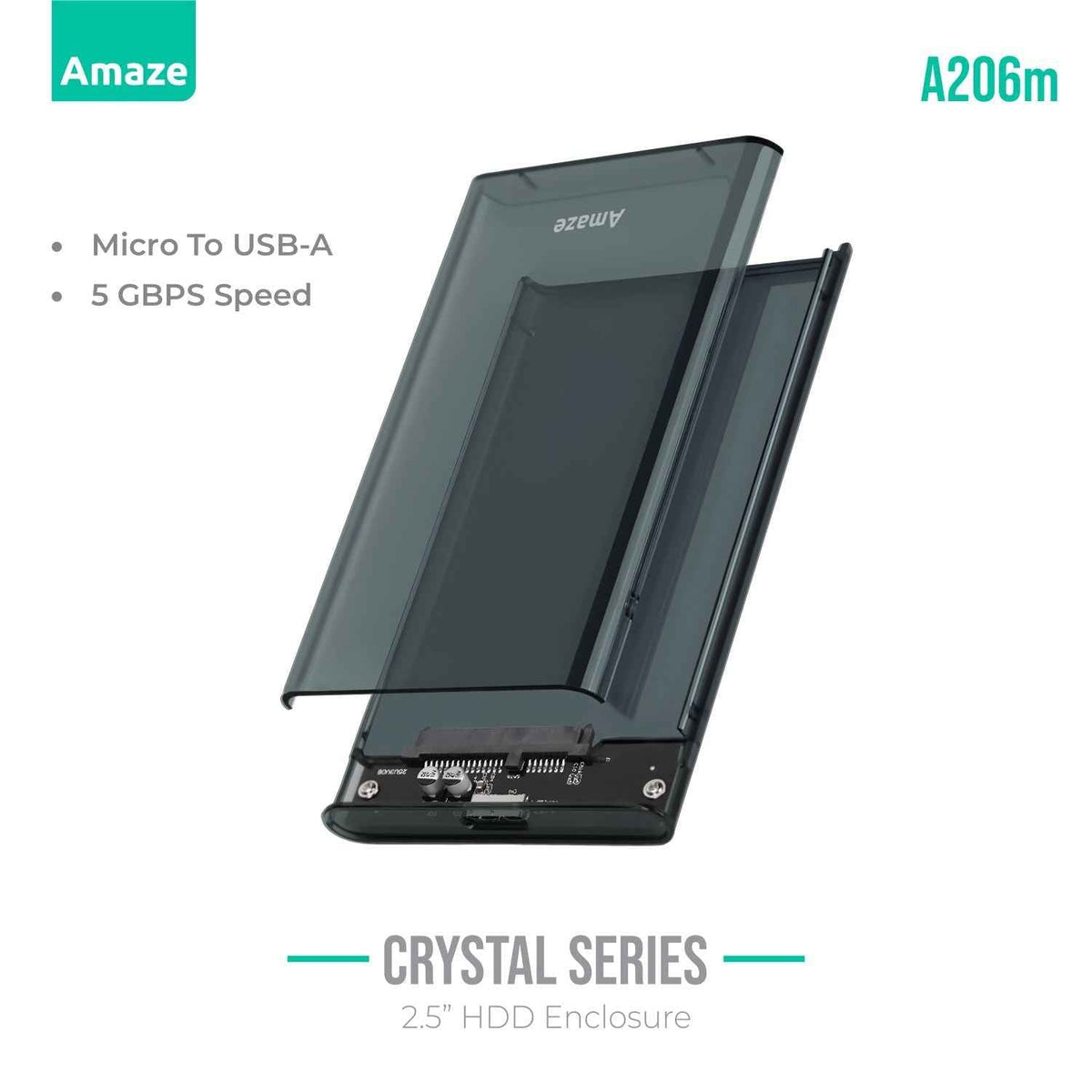 PHANTOM SERIES TRANSPARENT 2.5" HDD ENCLOSURE USB 3.0 - 5GBPS | A206m