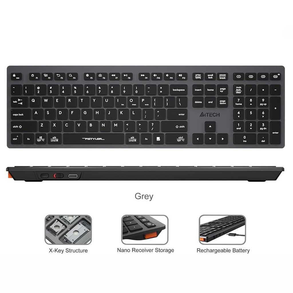 A4tech FBX50C Dual Mode Low Profile Full Office Keyboard