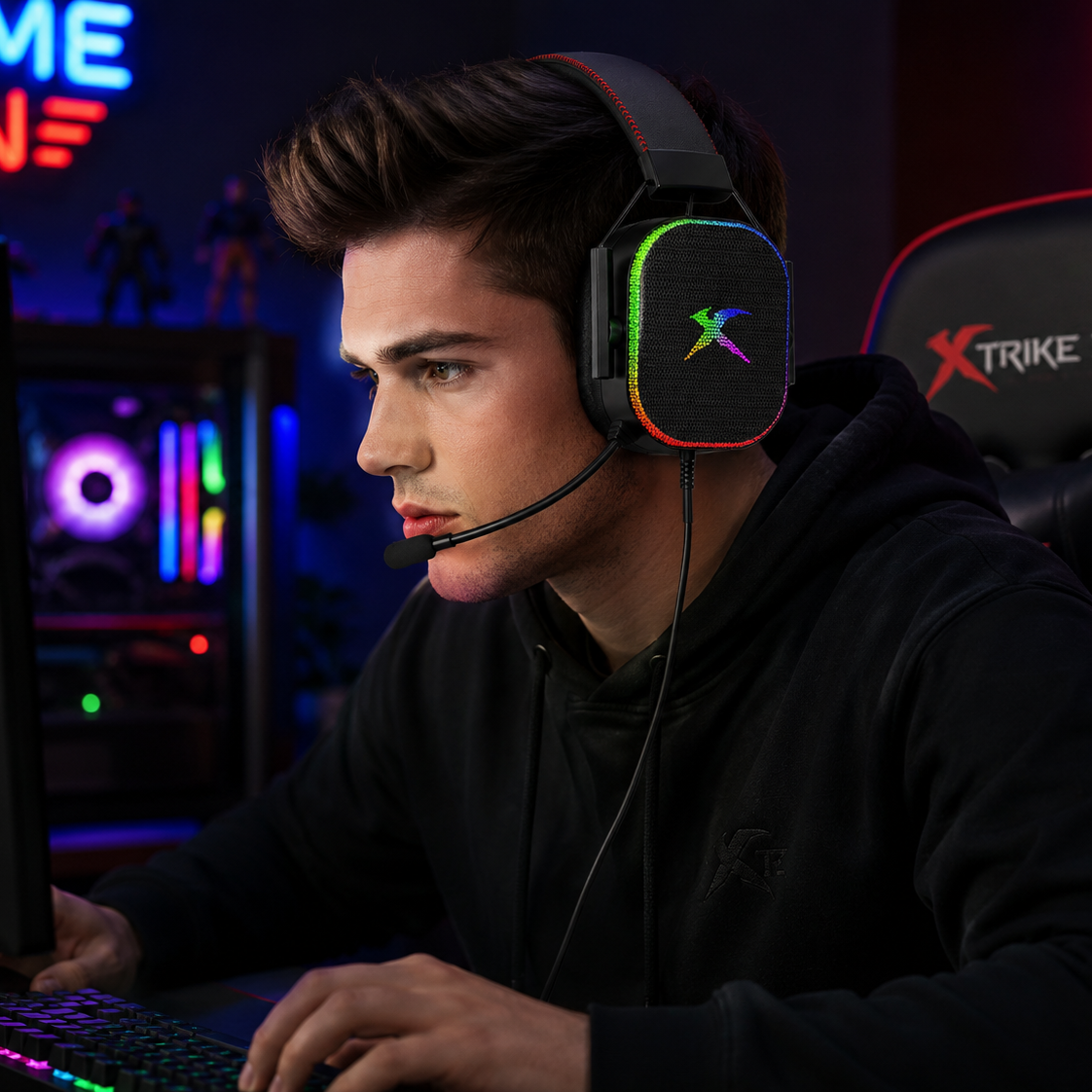 XTRIKE ME GH-606 RGB WIRED GAMING HEADSET WITH MICROPHONE