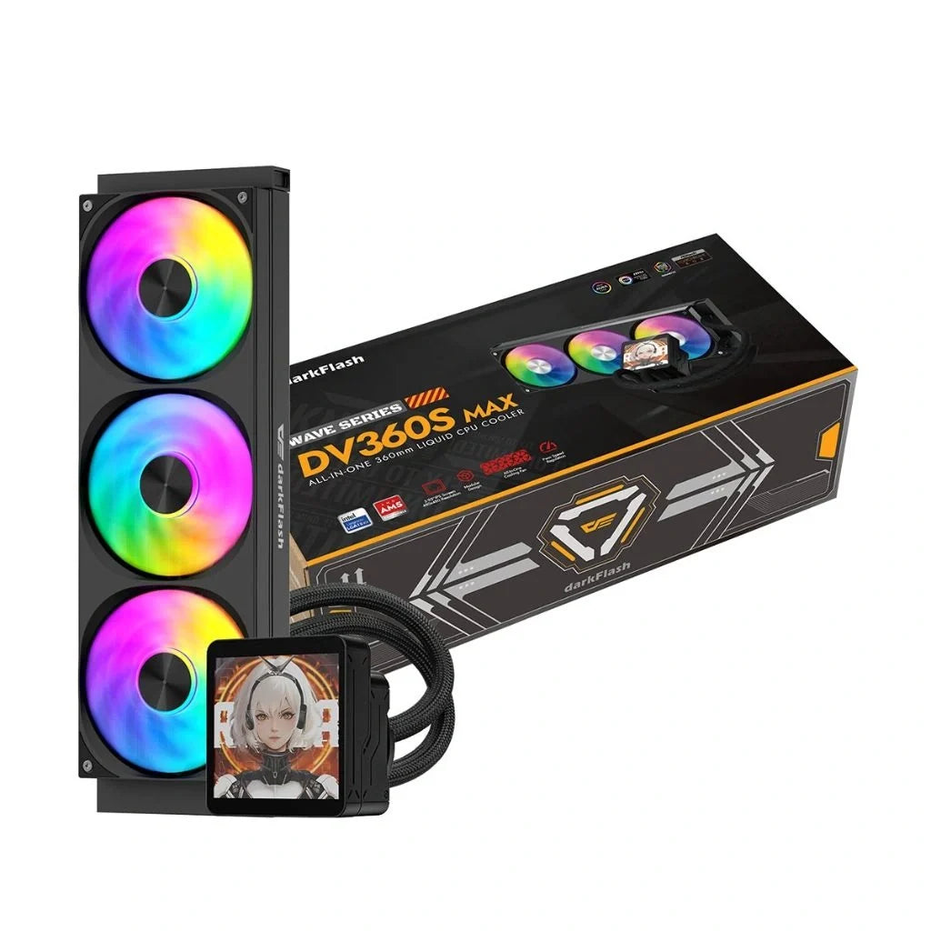 DARKFLASH DV360S MAX ARGB 360MM LIQUID COOLER IPS DISPLAY Black